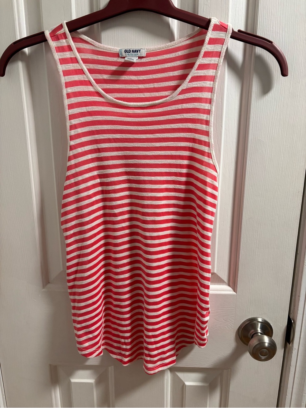 Old Navy Coral & White Striped Racerback Tank Top Size XS
